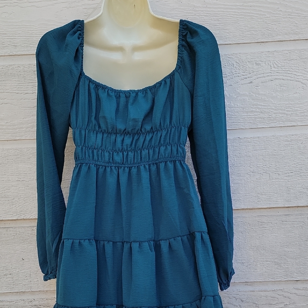Liberty Love Teal Long Sleeve Dress Size S - Picture 11 of 13